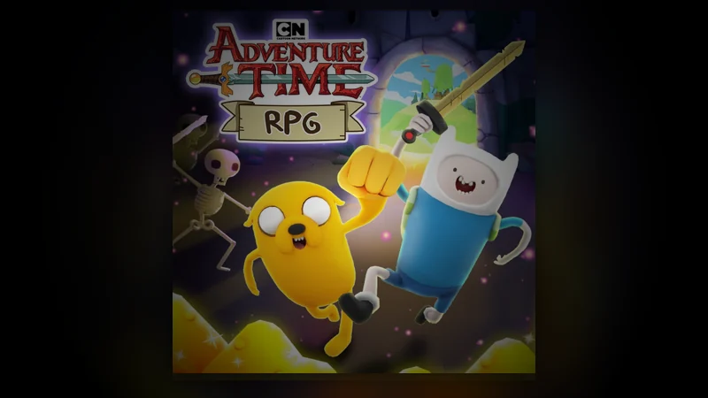 Adventure Time RPG official key art: Finn and Jake in the Land of Ooo, with the Cartoon Network licence mark