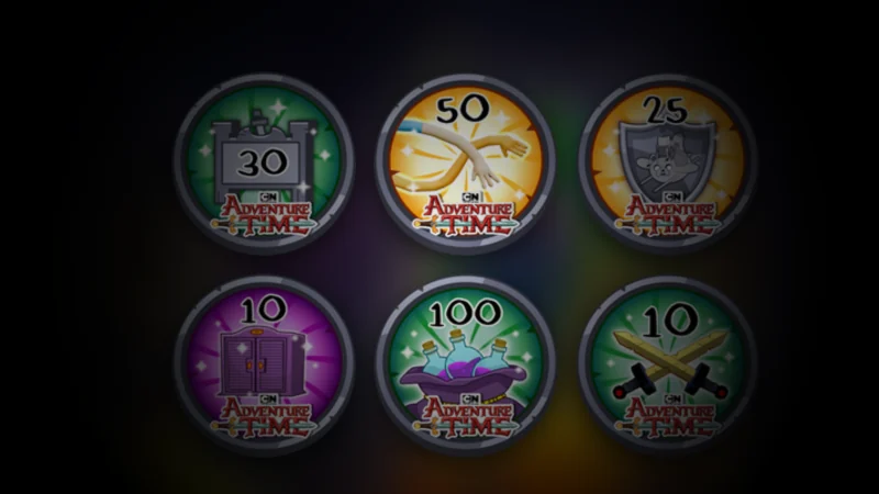 Adventure Time RPG achievement badges: Team Finn, Come On Grab Your Friends, Daily Hero, No Prisoners, That's What Heroes Do and Enchiridion Apprentice